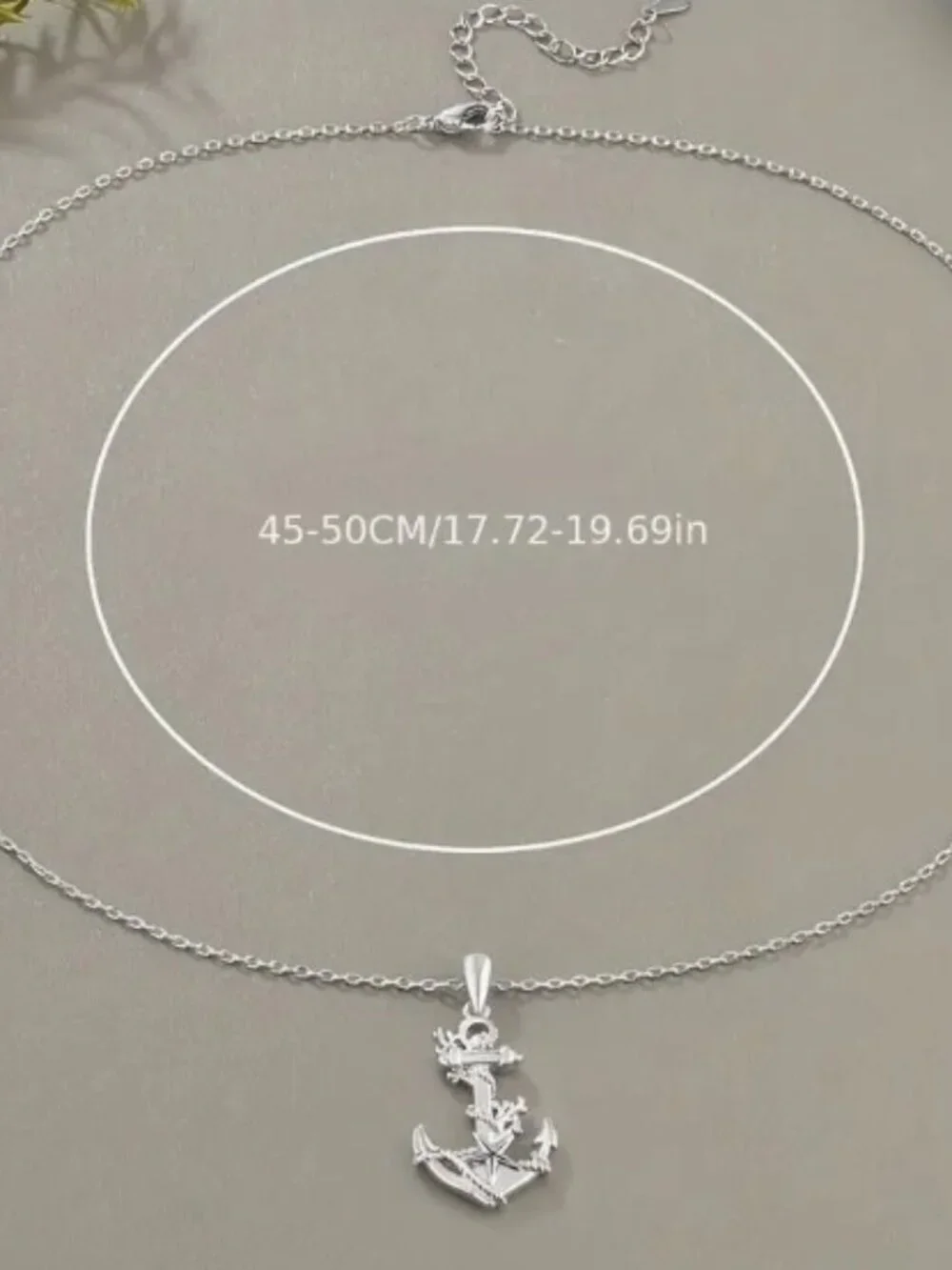 Unisex Silvertone Boat Anchor Embellished Pendant Necklace Platinum Plated